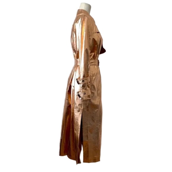 OSMAN FRALIA METALLIC ROSE GOLD TRENCH COAT NWT!! - Picture 3 of 10